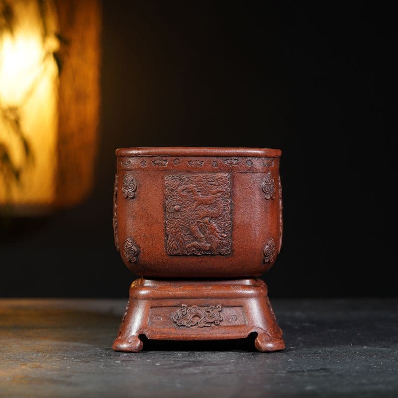 中国宜興 竜紋紫砂鉢 小花鉢 菖蒲盆栽 多肉植木鉢 小品盆栽鉢 大品盆栽鉢