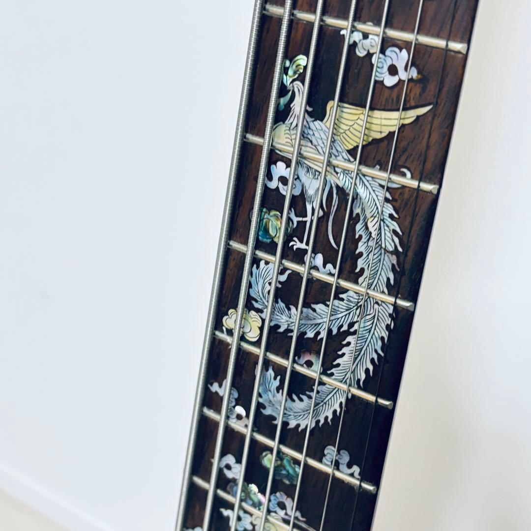 稀少【7弦ベース】美麗インレイ龍モチーフ 7弦　音出しOK トラス調整余裕あり