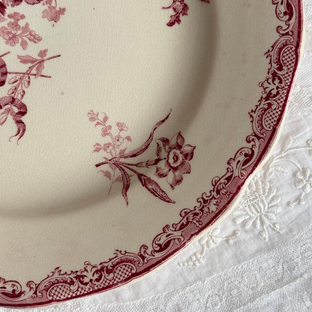 フランスアンティーク　サルグミンヌ　Fontanges ディナープレート　花リム