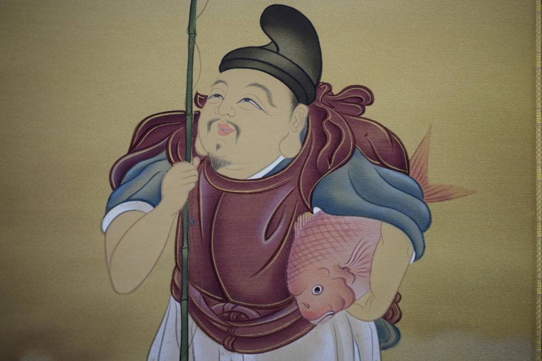 真作/国井幸雪/國井幸雪/恵比須大黒図/双幅/桐共箱付/布袋屋掛軸HI-275