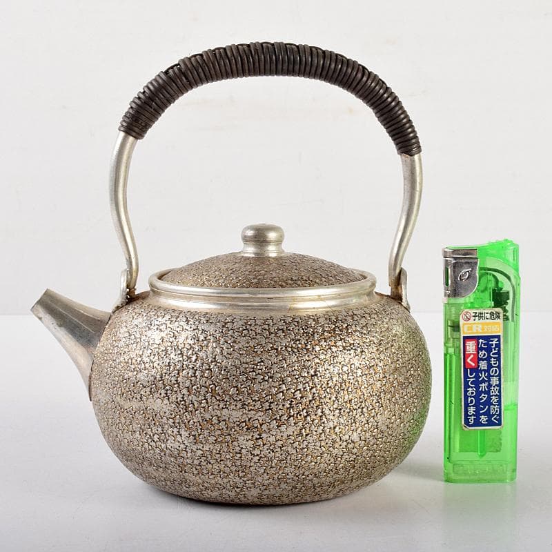 煎茶道具　錫半製　本錫　急須　湯沸し　約337g　時代箱付　M　R5063