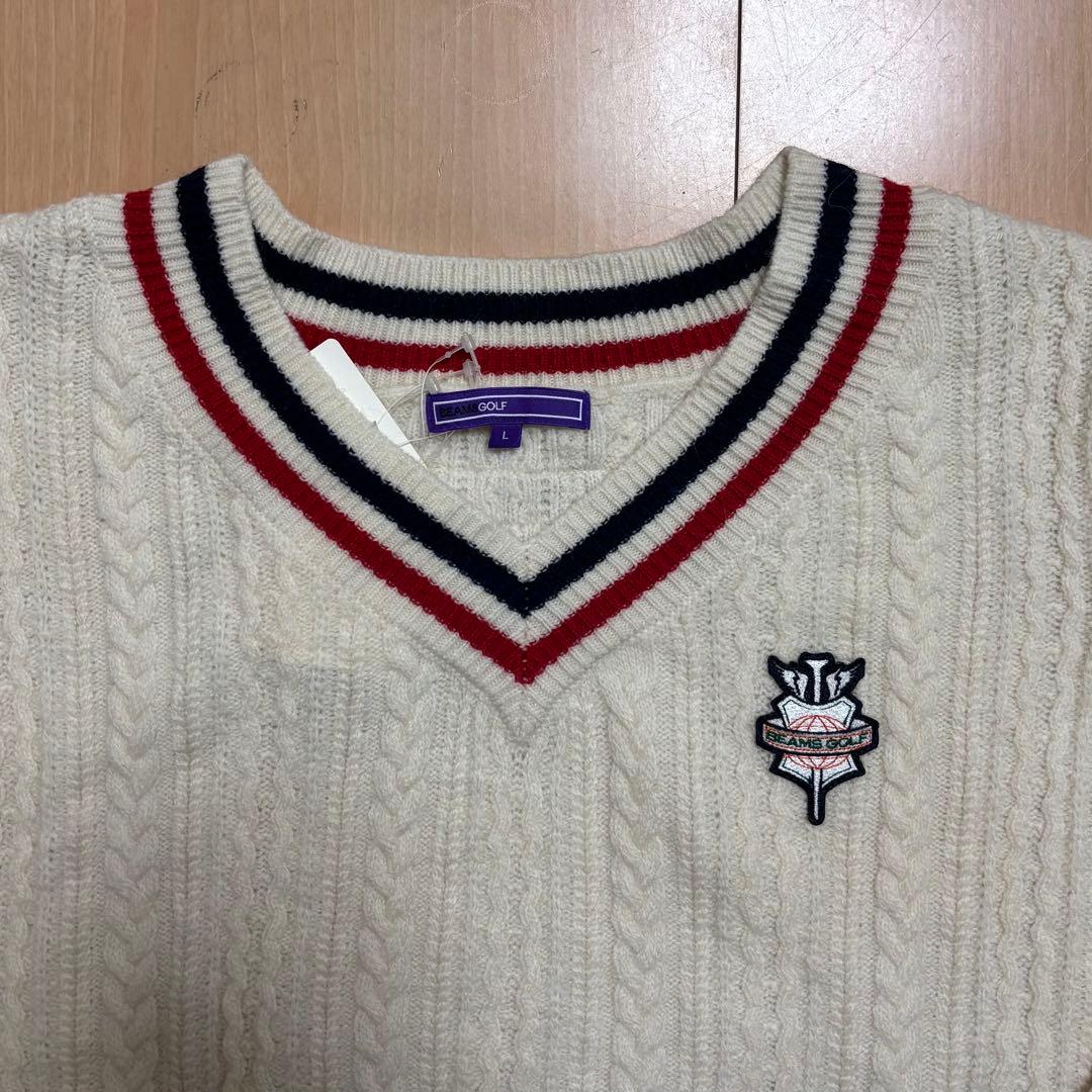BEAMS GOLF ビームスゴルフ ケーブルニット Vネック セーター XL