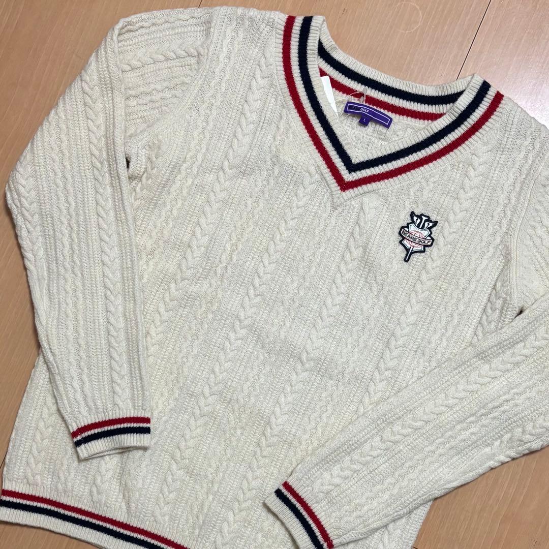 BEAMS GOLF ビームスゴルフ ケーブルニット Vネック セーター XL