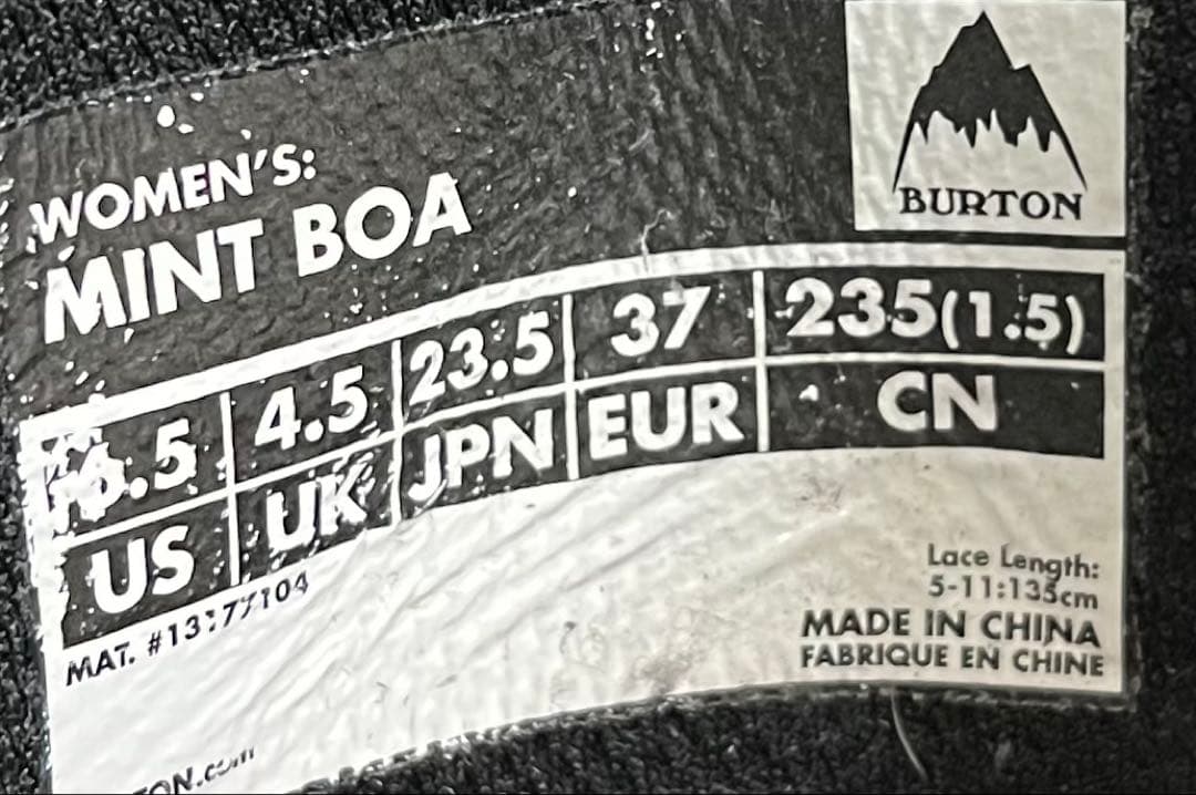 【即日発送】BURTON スノボMINT BOA ミントボア 23.5cm