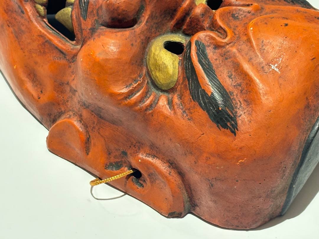 「能面 顰（しかみ）」陶器 1面|獅噛 歯噛 能楽 アンティーク お面