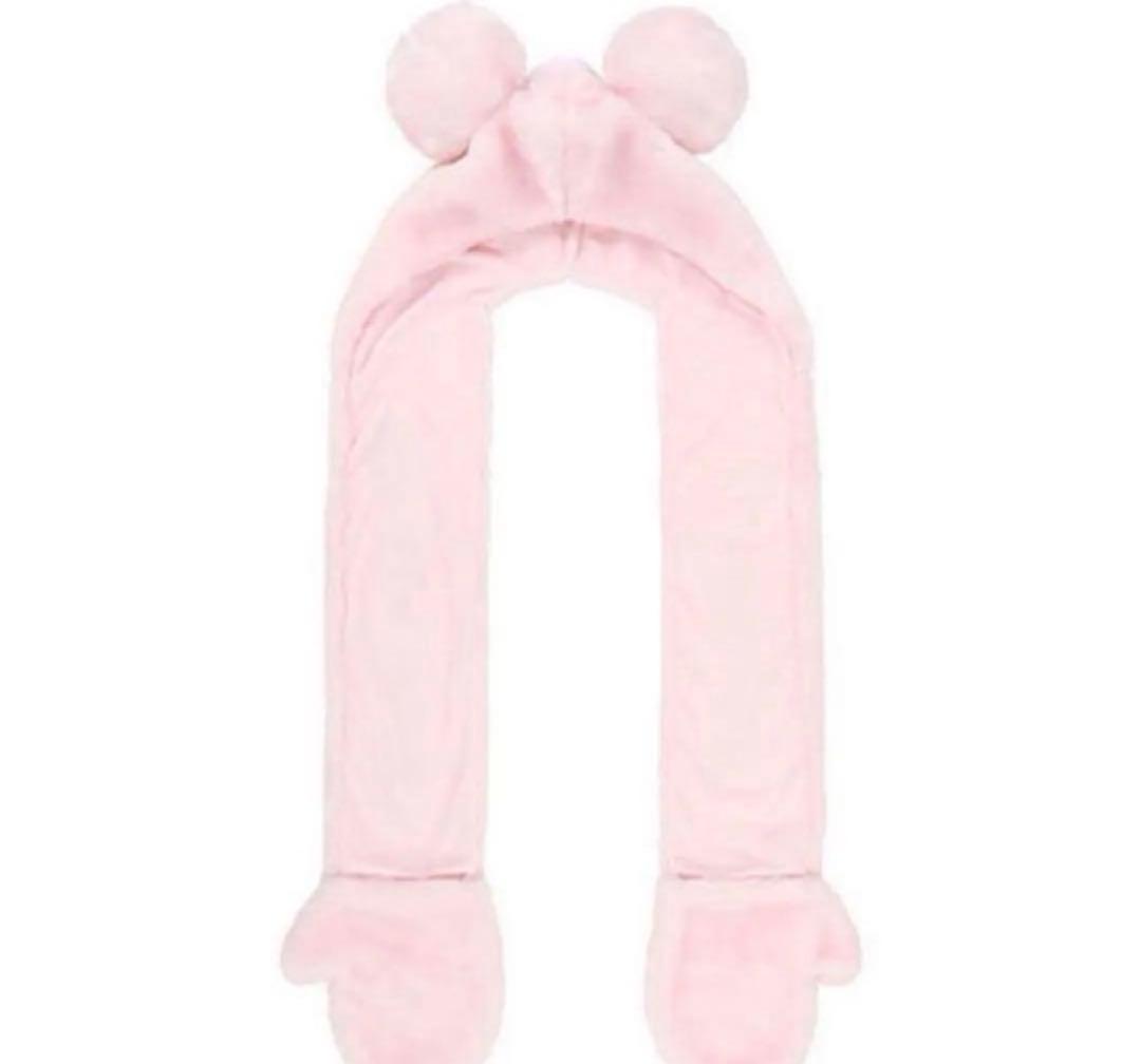 ディズニー ミッキー マフラーキャップ ピンク