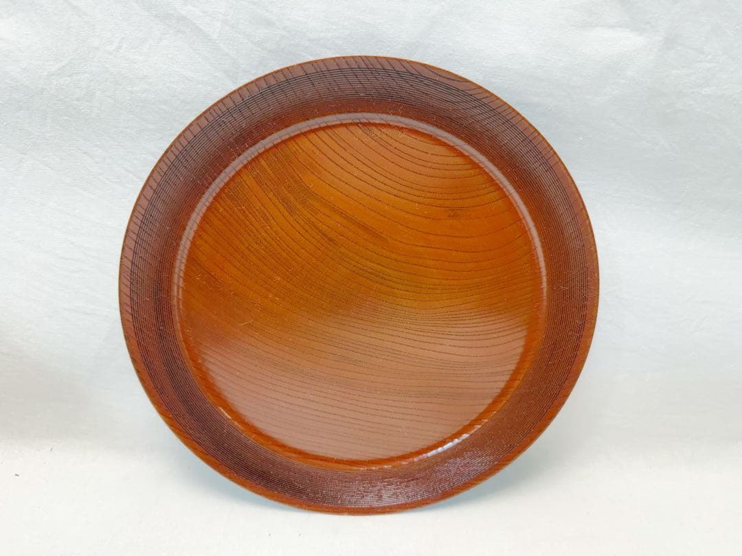 未使用 茶道具 指物師 萩井 好斎作 欅 丸盆 底印 共箱