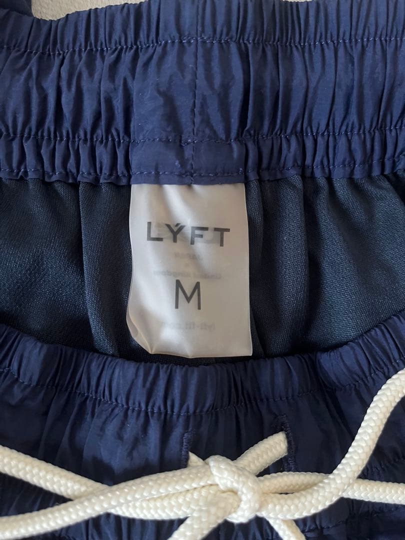 LYFT サイドボタン ナイロン　トラックパンツ ネイビー/ワインレッド　M