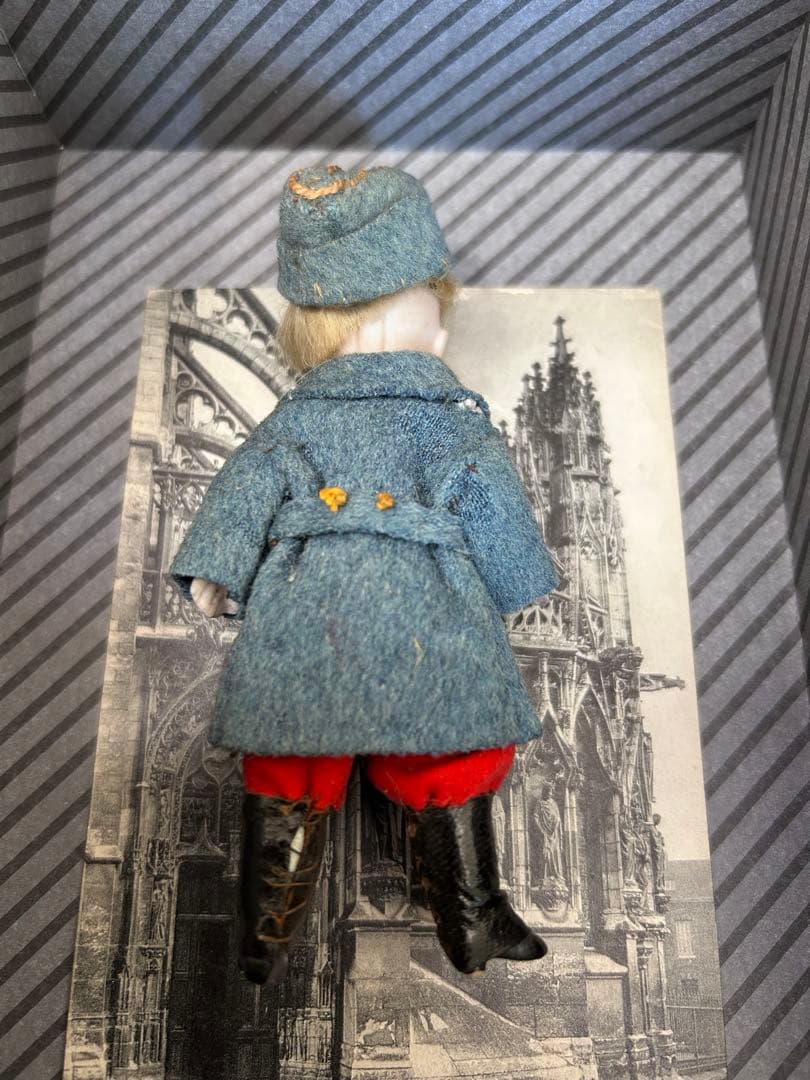 アンティーク ミニョネットドール ビスク11cm フランス兵風 オリジナル衣装