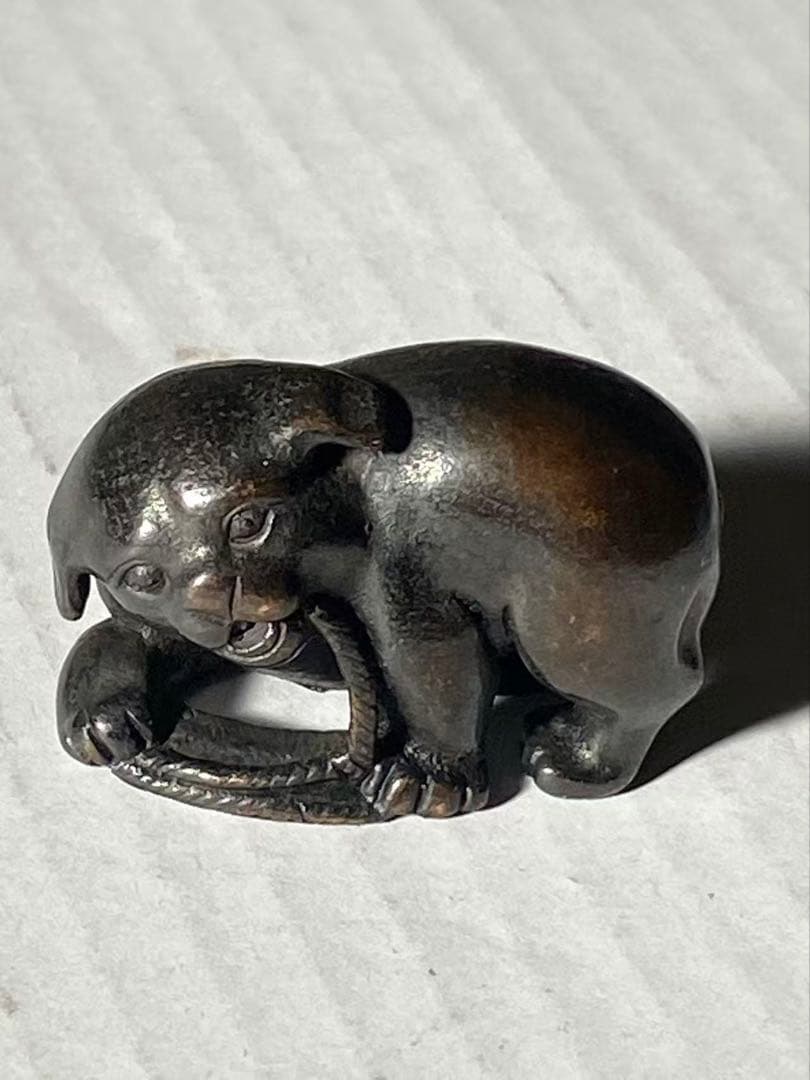 銅器＋二支戌干支吉兆開運 ギフト 贈り物プレゼント 置物 犬 縁起物 在銘時代物