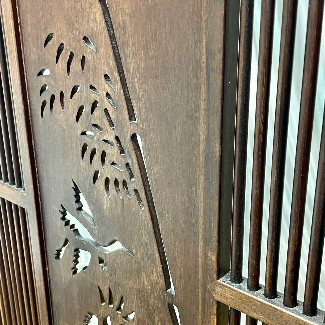 唐木指物 透し彫り 紫檀衝立