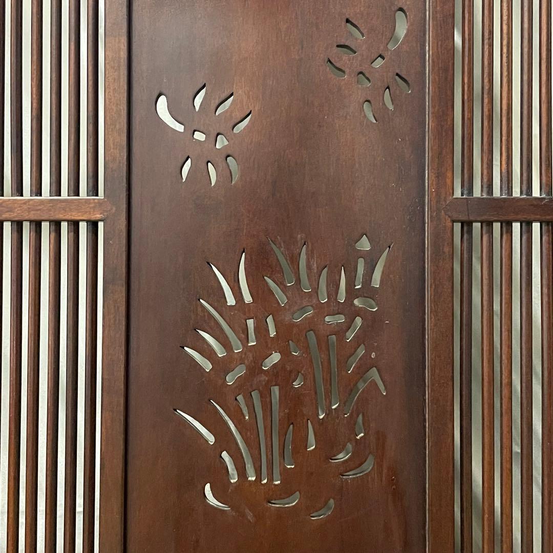 唐木指物 透し彫り 紫檀衝立