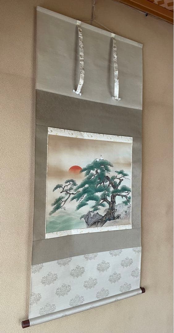 掛け軸 山本観月 尺八横 桐箱入り