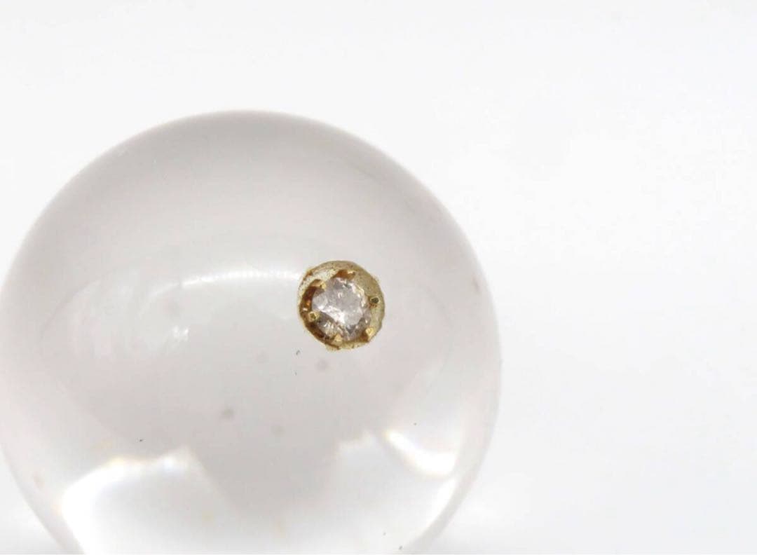 K8924 丸玉 天然ロッククリスタル 無色石 天然ダイアモンド 鑑定書付き