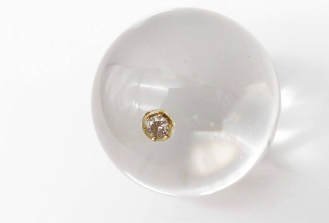 K8924 丸玉 天然ロッククリスタル 無色石 天然ダイアモンド 鑑定書付き
