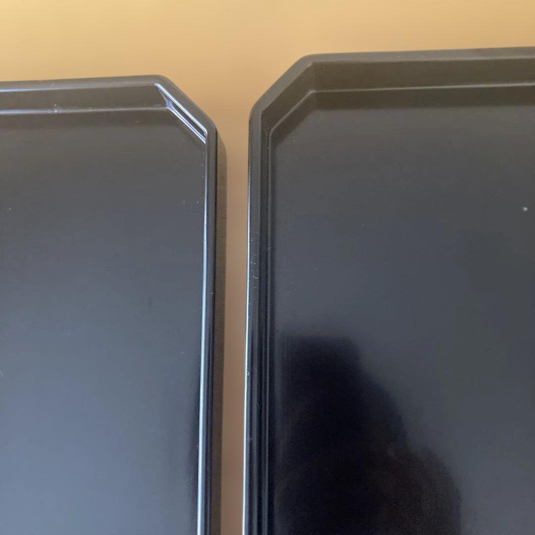 茶道具　懐石道具　木製黒漆器　六角形脇引き盆二枚セット