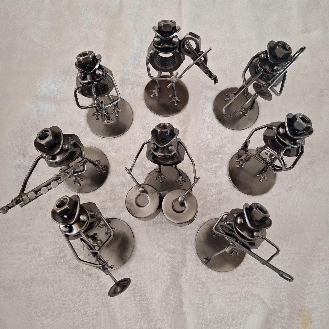 金属製カエル音楽家の8体セット