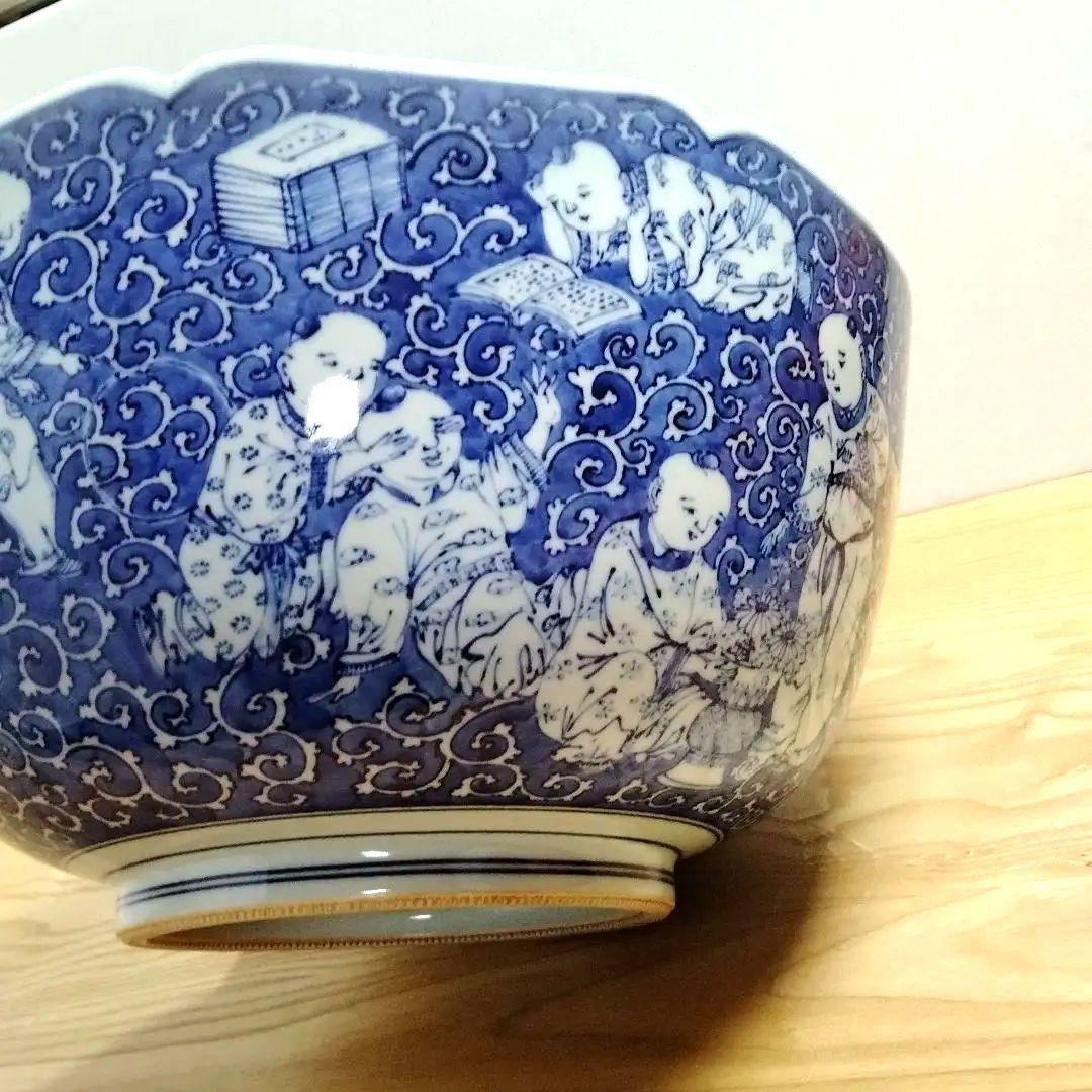 ☆ 平安一星 清水焼 唐子文大鉢