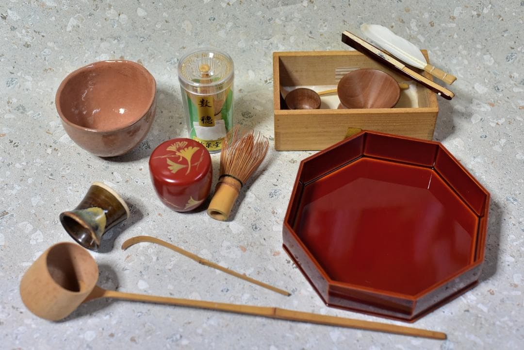 茶道具まとめて16点（棗、茶筅、松茶茶碗、他）お稽古