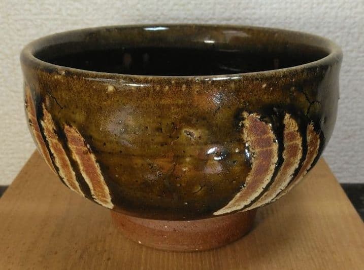 りー！本人書付共箱！人間国宝 金城次郎 指カキ茶碗 栞 共箱 美品 壺屋焼