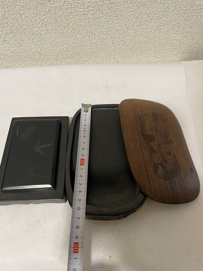 硯　雨畑硯　すずり　木製ケース付き　12代　書道　セット