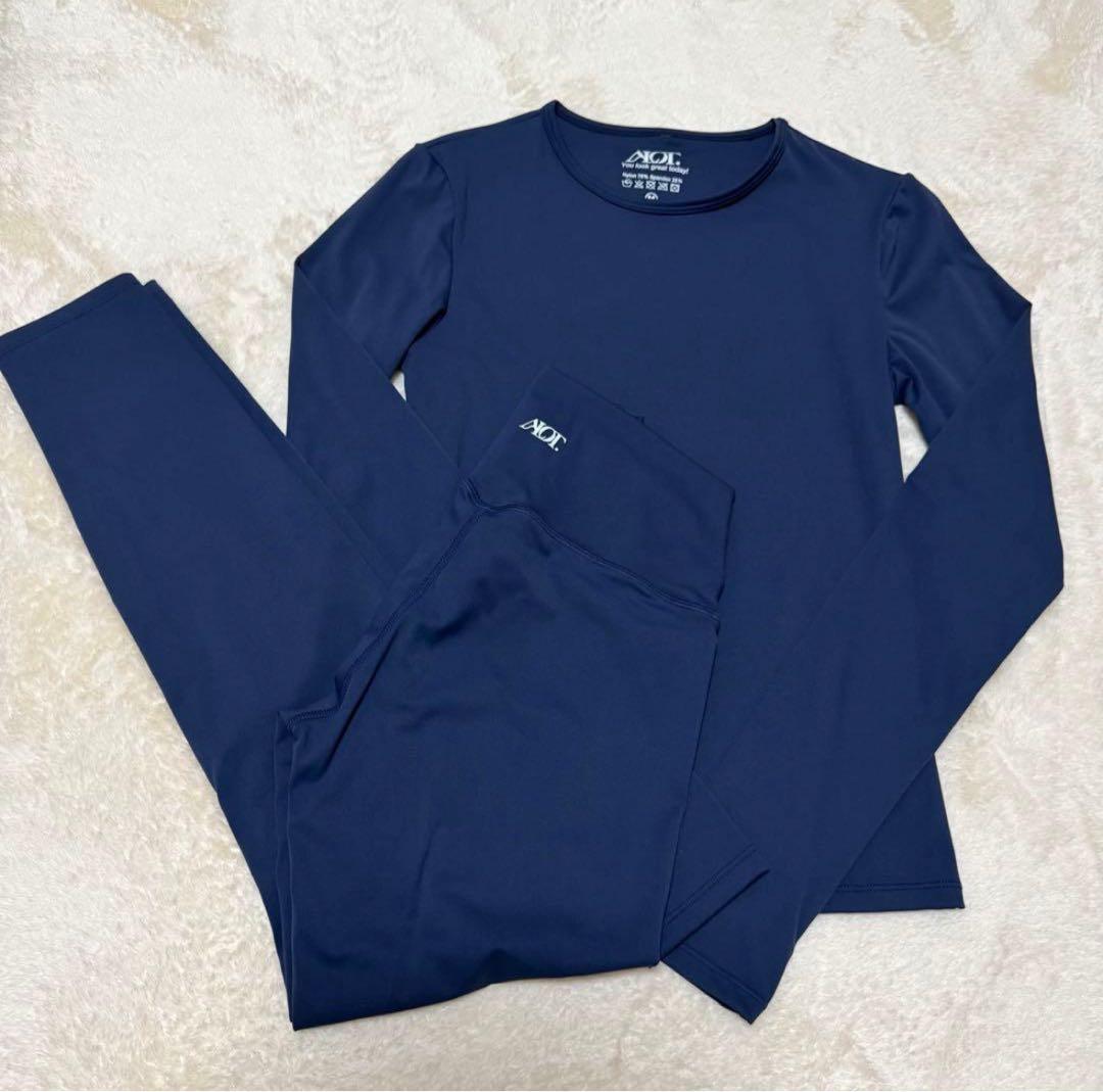美品ALOTセットアップ ネイビー/フィットネスウェア/ヨガウェア/ジムウェア