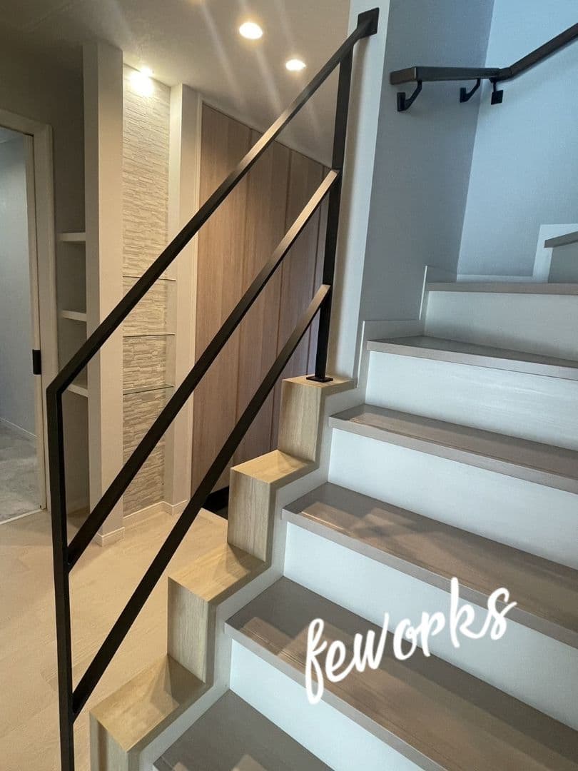 アイアン　手摺　階段　てすり　オーダーメイド　製作　鉄骨　スケルトン