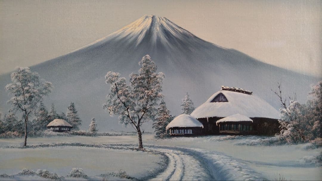 人見友紀　伝説の逃亡画家　油絵　油彩画　富士　雪景色　人見友紀 20号