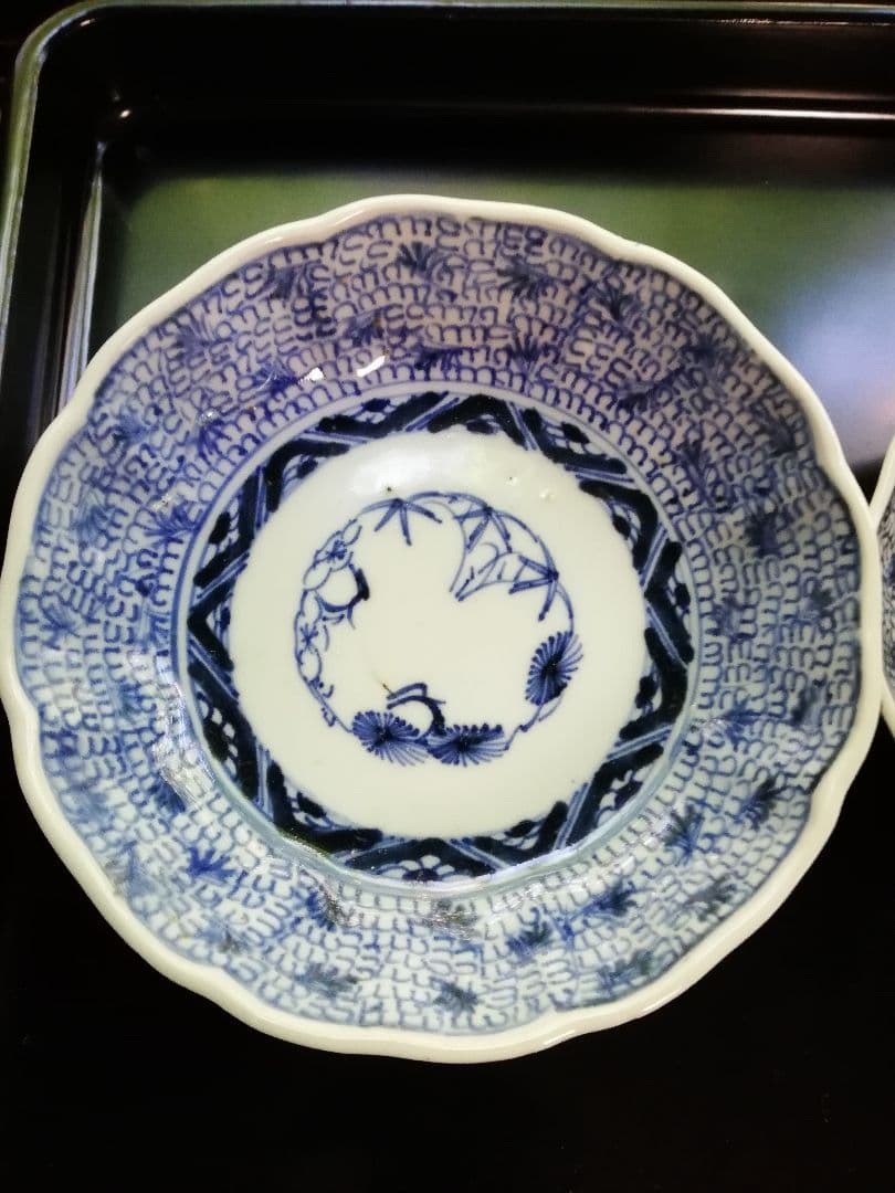 (古伊万里)みじん唐草2枚