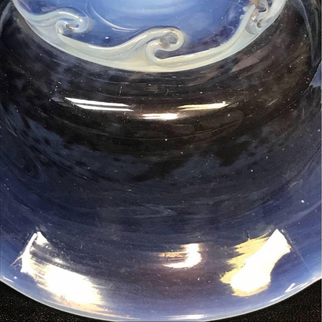 ★明治/大正ガラス！綺麗なブルーに乳白ぼかし小鉢/気泡ガラス/氷コップ/2個！★