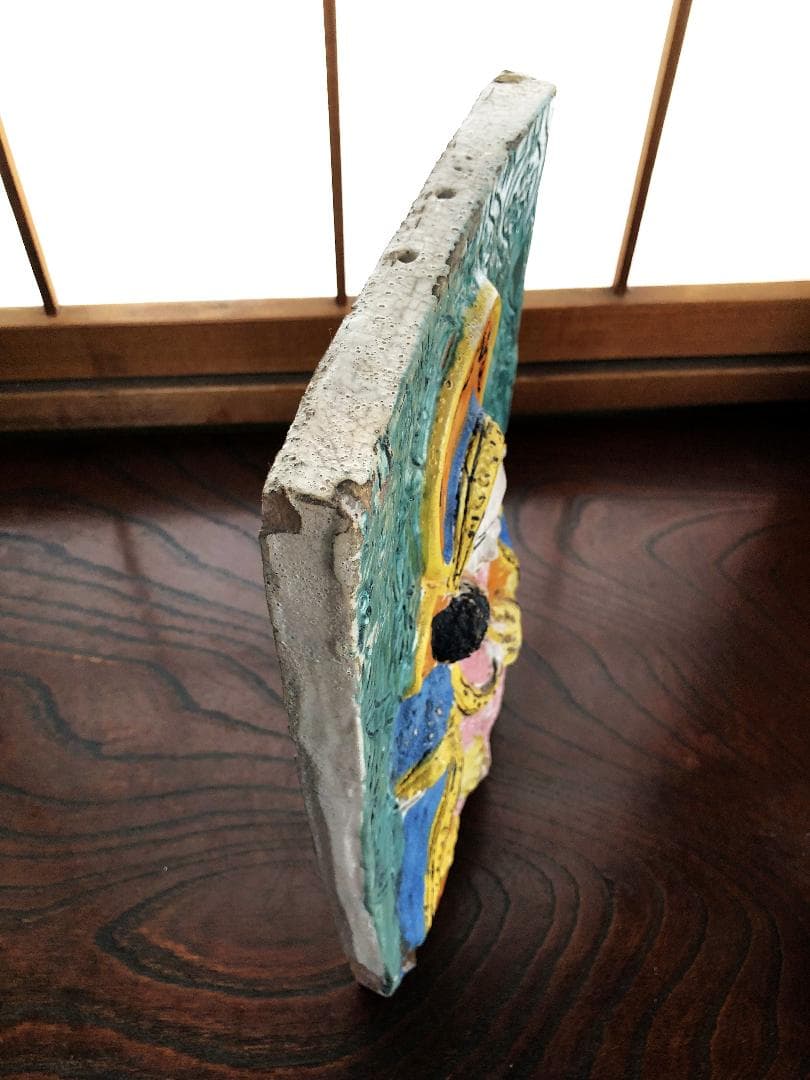 【 聖マリア母子像　東方正教 】　イコン陶板レリーフ 　骨董