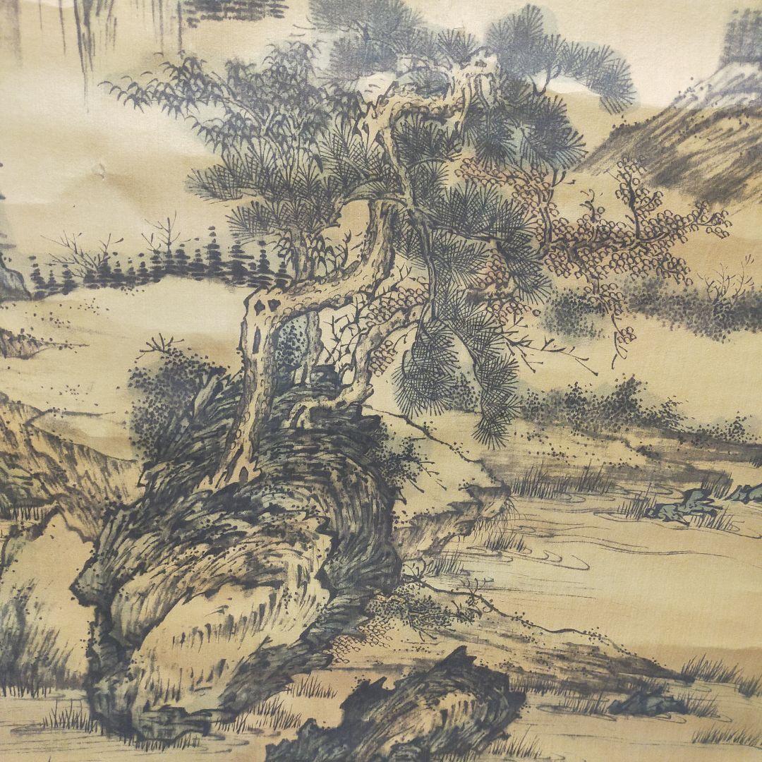 山水画 掛軸 水墨画 和紙　中国