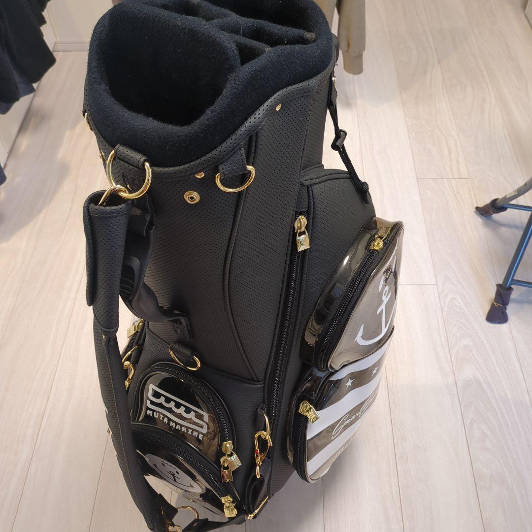 美品　muta marine キャディバッグパンチングエシカルレザー　ブラック