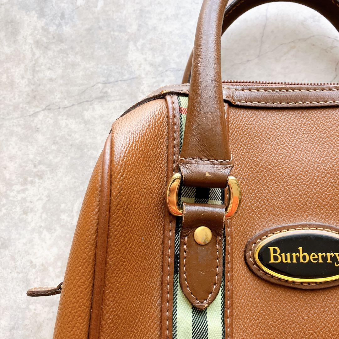 Burberrys ブラウンレザー ゴルフシューズバッグ チェック柄