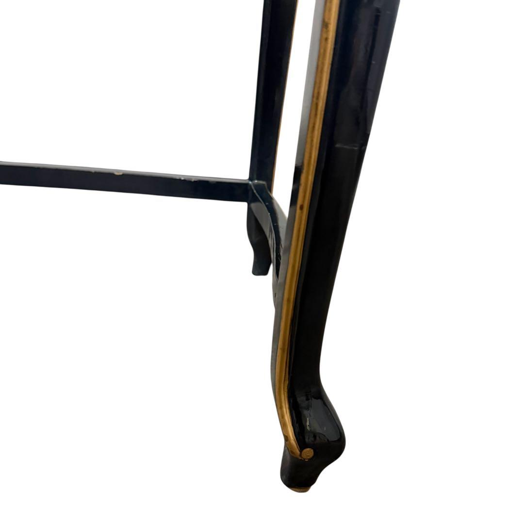 ヨーロピアン調 黒×金 花台 サイドテーブル 猫脚