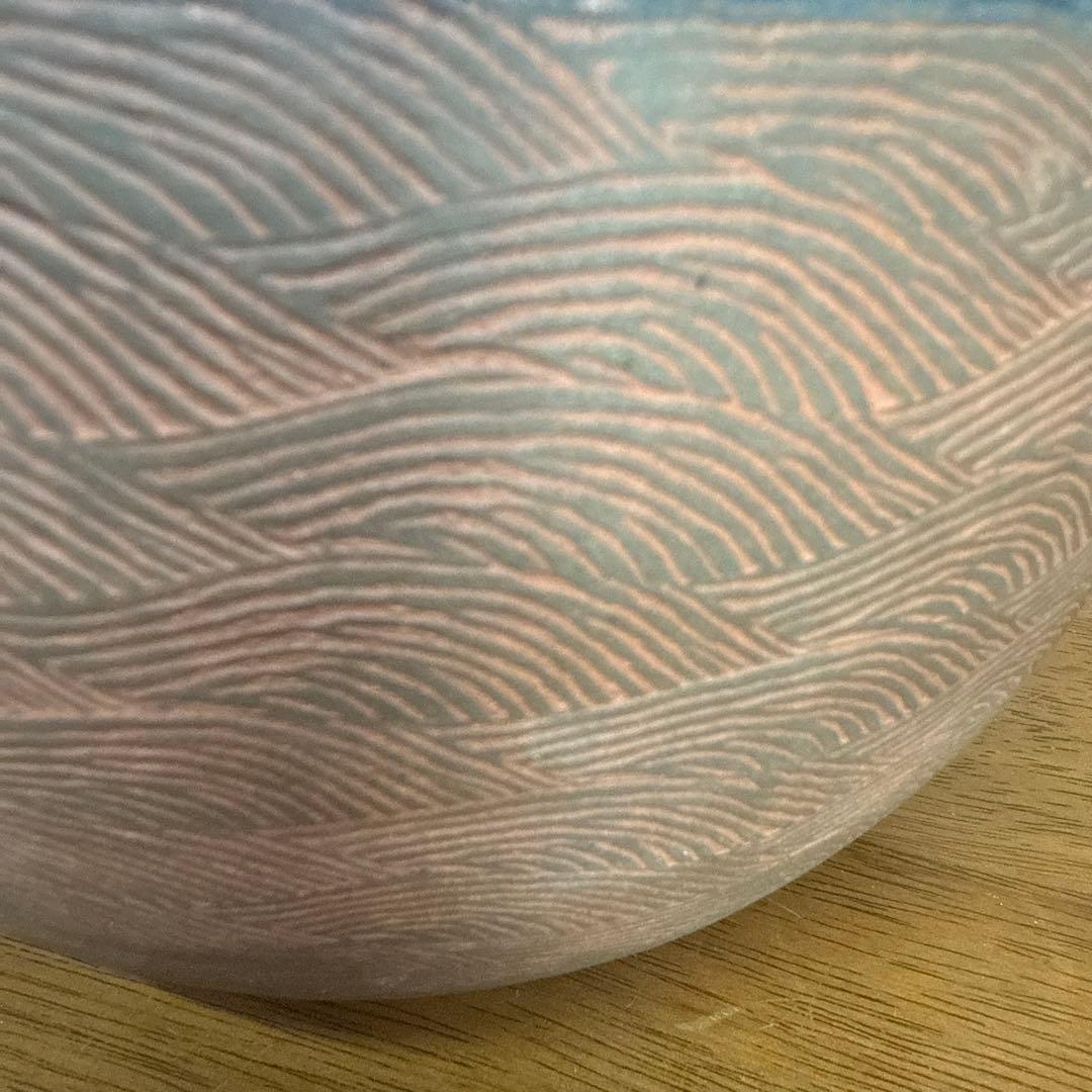 奥村博美　波状文　花器 共箱