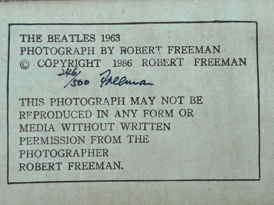 エ*ー様 ビートルズ Robert Freeman 直筆サイン 限定フォトグラフ