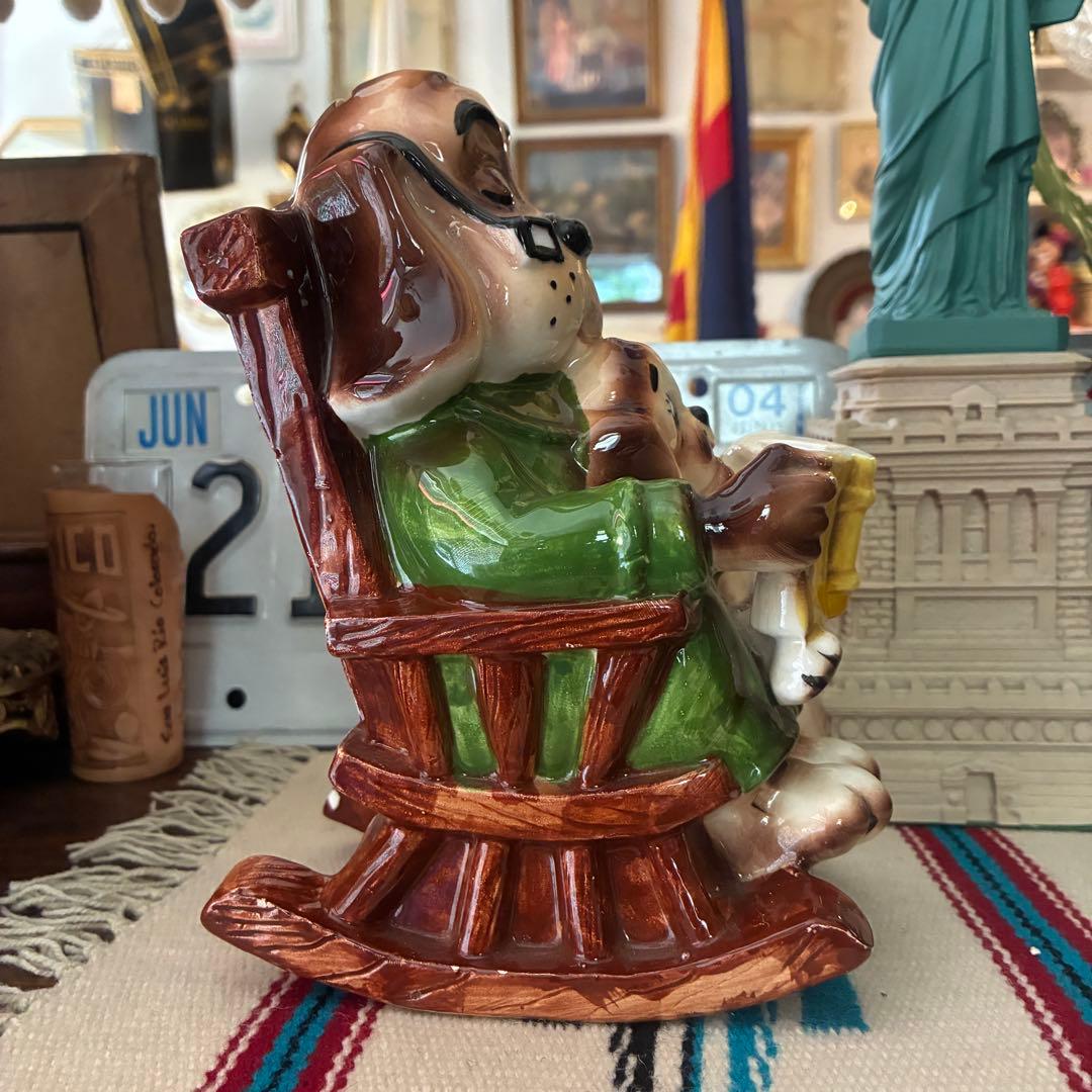 貴重！60s〜70sアメリカアンティーク犬親子DOG陶器Japan製貯金箱USA
