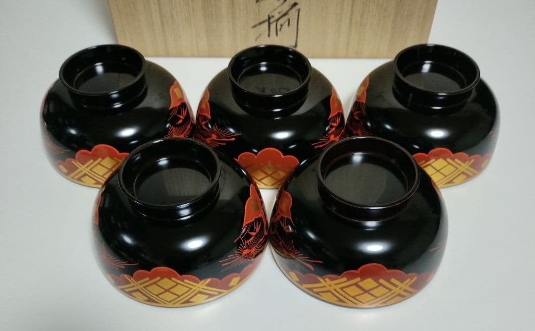 秀衡塗　秀衡椀　5客セット　煮物椀 雑煮椀