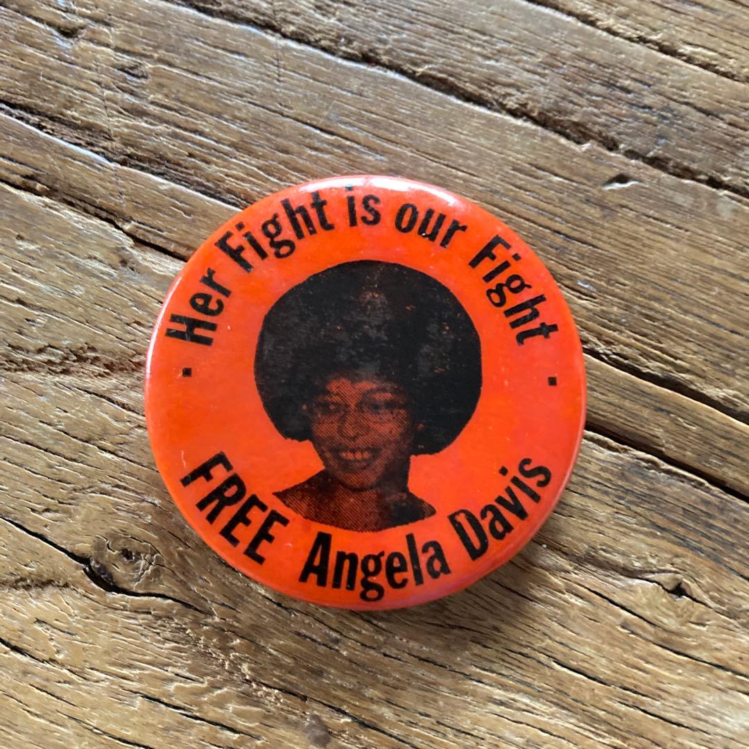 70's ヴィンテージ　缶バッジ　アンジェラデイビス　ブラックパワー　藤原ヒロシ