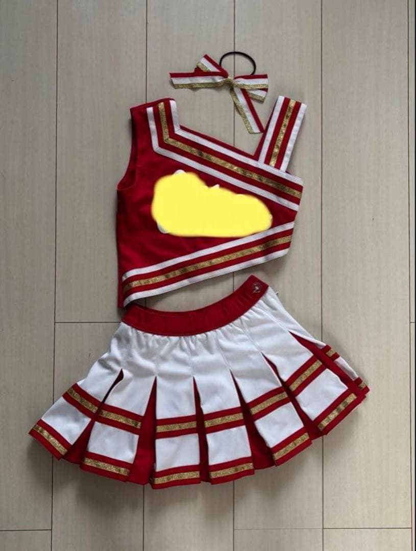 チアダンス ユニフォーム ポムシェ 上下セットリボン チアリーディング キッズ