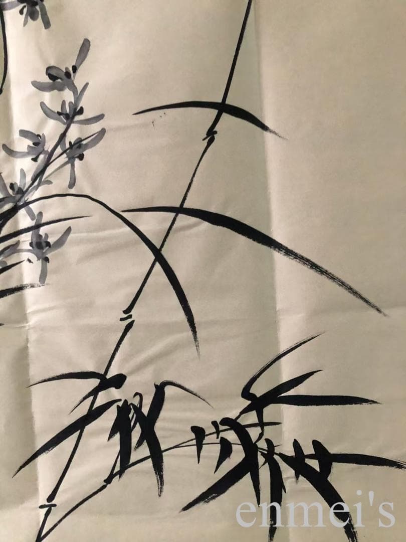 中国古美術・純手描き三尺画芯竹子図・水墨画・鄭板橋印款・書道・肉筆・带水印・宣紙