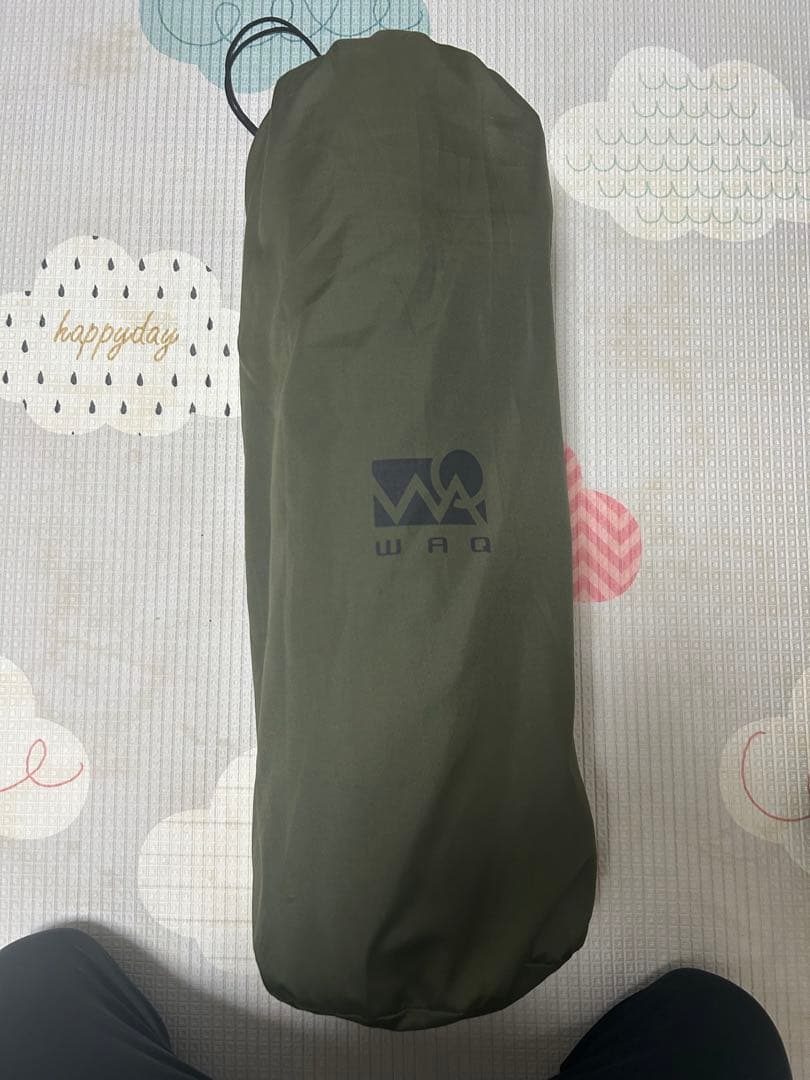 【美品】WAQ オリーブ コット＋インフレータブルマット＋ピロー　3点セット
