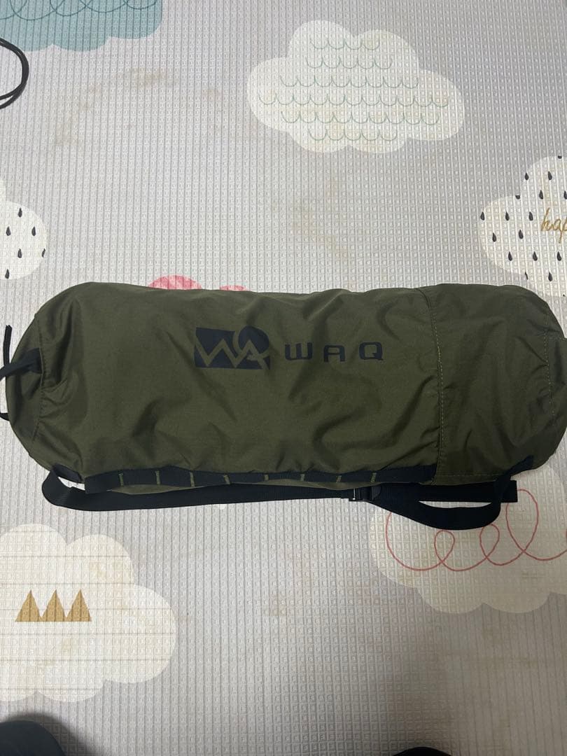 【美品】WAQ オリーブ コット＋インフレータブルマット＋ピロー　3点セット