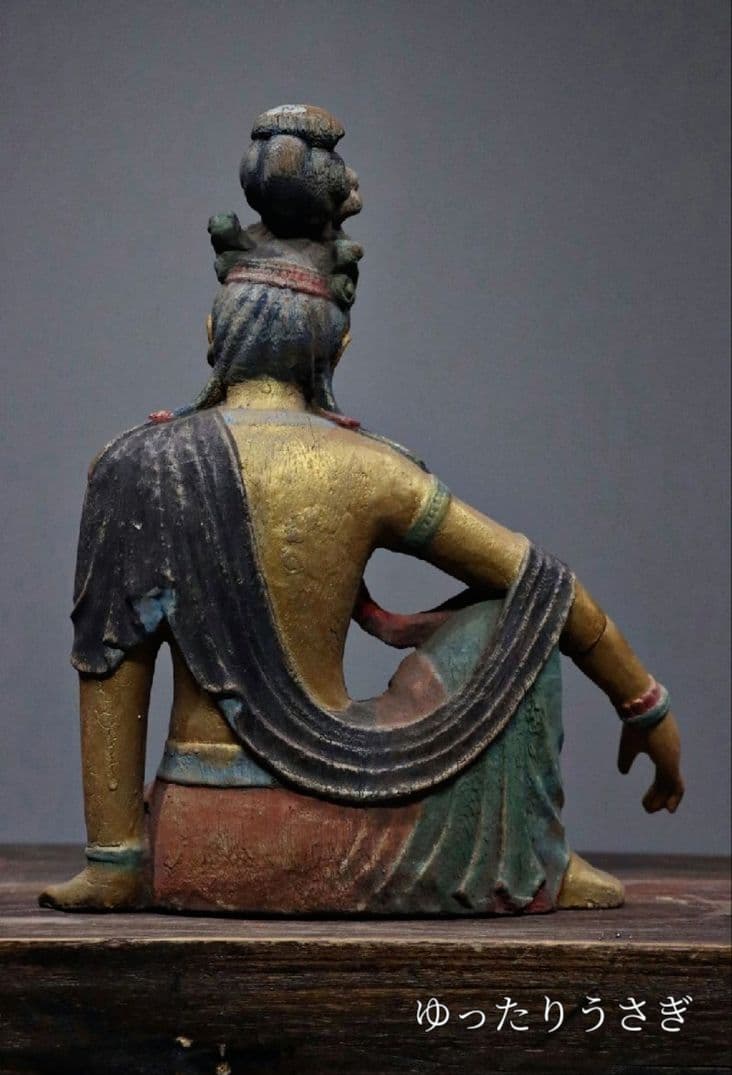 観自在観音菩薩座像 楠木彫刻 仏像 極彩色 観音像