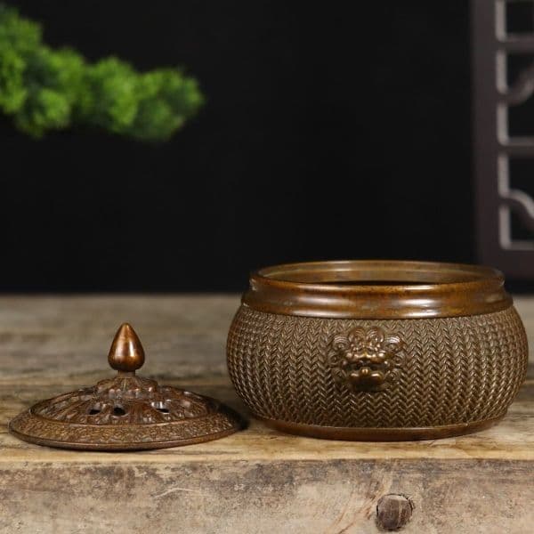 銅器 蘇工 竹編香薫炉 銅香炉 茶道香薫炉 香道具 装飾品 工芸品 置物