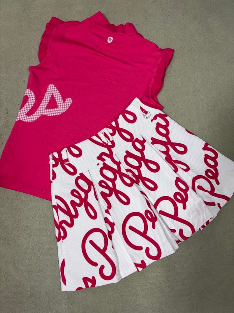 （美品）パーリーゲイツ 、筆記体ロゴグラフィック、セットアップ、サイズ上1、下0