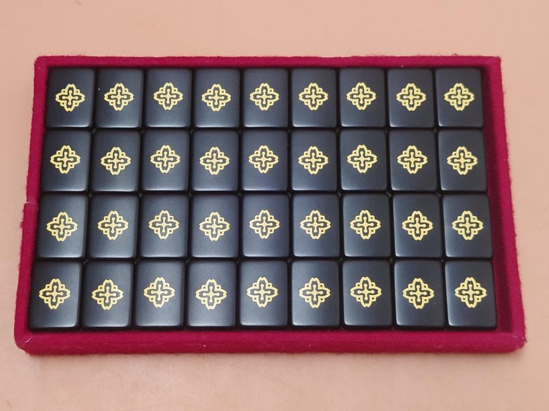 ミズノ丸一 法悦？ 高級麻雀牌 家紋牌 背黒 現状品