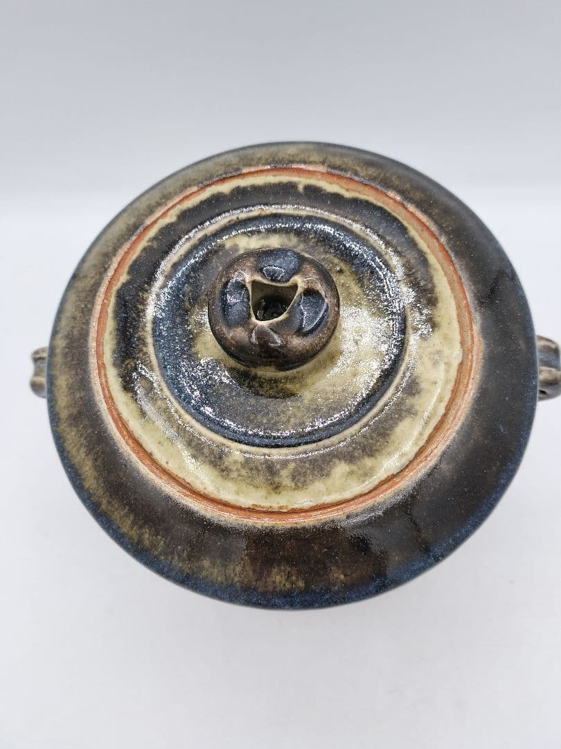 c765 水指 神懸焼 耳付 小豆島 室井香悦 木箱 茶道具 古物