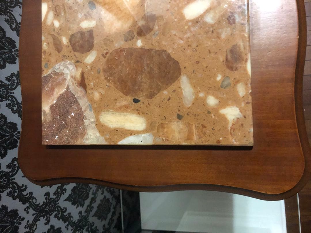 高級♦️猫脚 彫刻 アンティーク♦️イタリア 大理石 サイド テーブル♦️映えテーブル